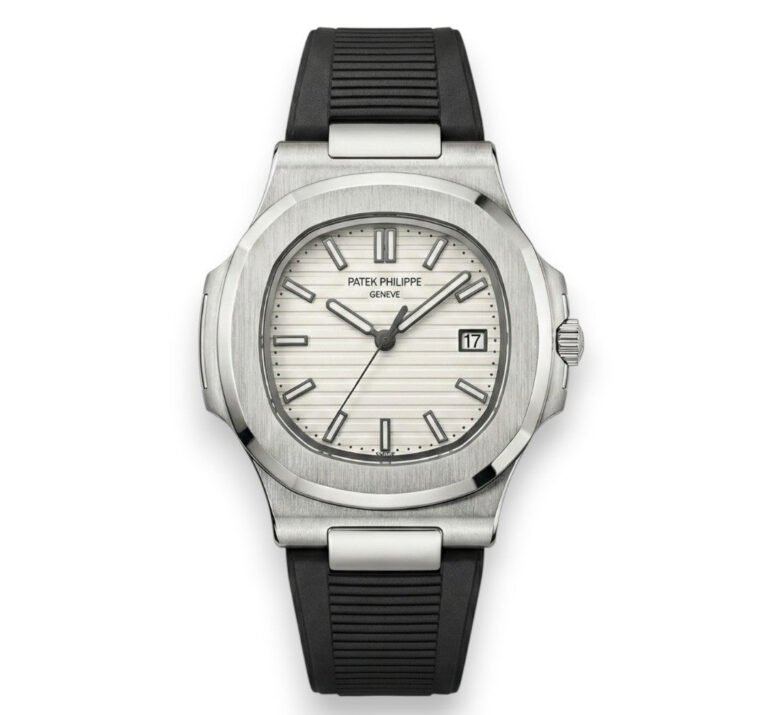 Patek Philippe Nautilus – White Dial – Black Rubber Strap – Japanese Automatic