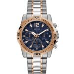 Guess Commander Chronograph Blue Dial Two Tone Steel Strap Watch for Men - GW0056G5