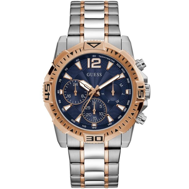 Guess Commander Chronograph Blue Dial Two Tone Steel Strap Watch for Men - GW0056G5
