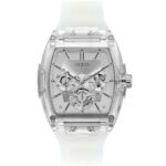 Guess Phoenix Multi Function Silver Dial White Rubber Strap Watch for Men - GW0203G1