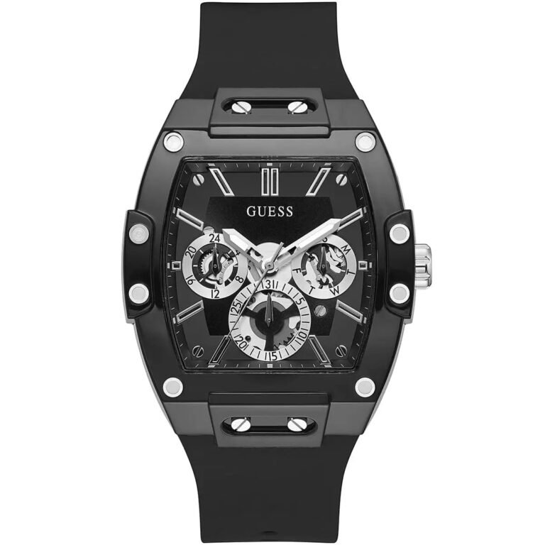 Guess Phoenix Multifunction Black Dial Black Rubber Strap Watch for Men - GW0203G3