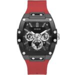 Guess Phoenix Multifunction Black Dial Red Rubber Strap Watch for Men - GW0203G4