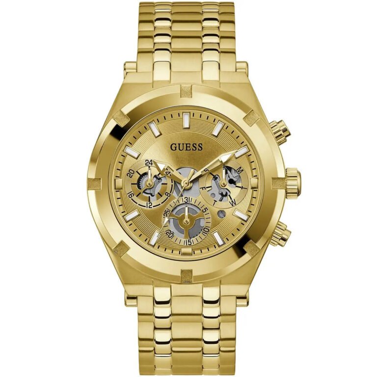Guess Continental Gold Dial Gold Steel Strap Watch For Men - GW0260G4