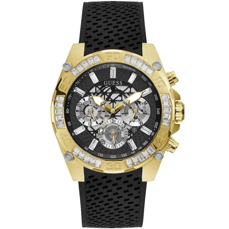 Guess Trophy Multifunction Black Dial Black Rubber Strap Watch for Men - GW0333G2