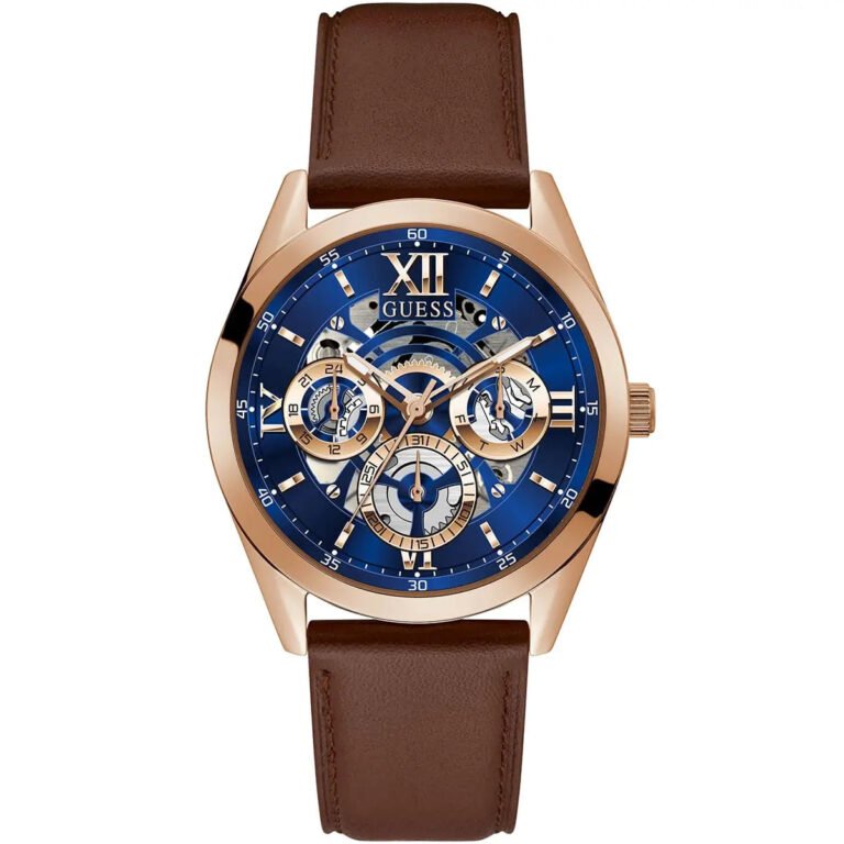 Guess Tailor Analog Blue Dial Brown Leather Strap Watch for Men - GW0389G3