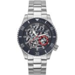 Guess Axle Multifunction Black Dial Silver Steel Strap Watch For Men - GW0488G1