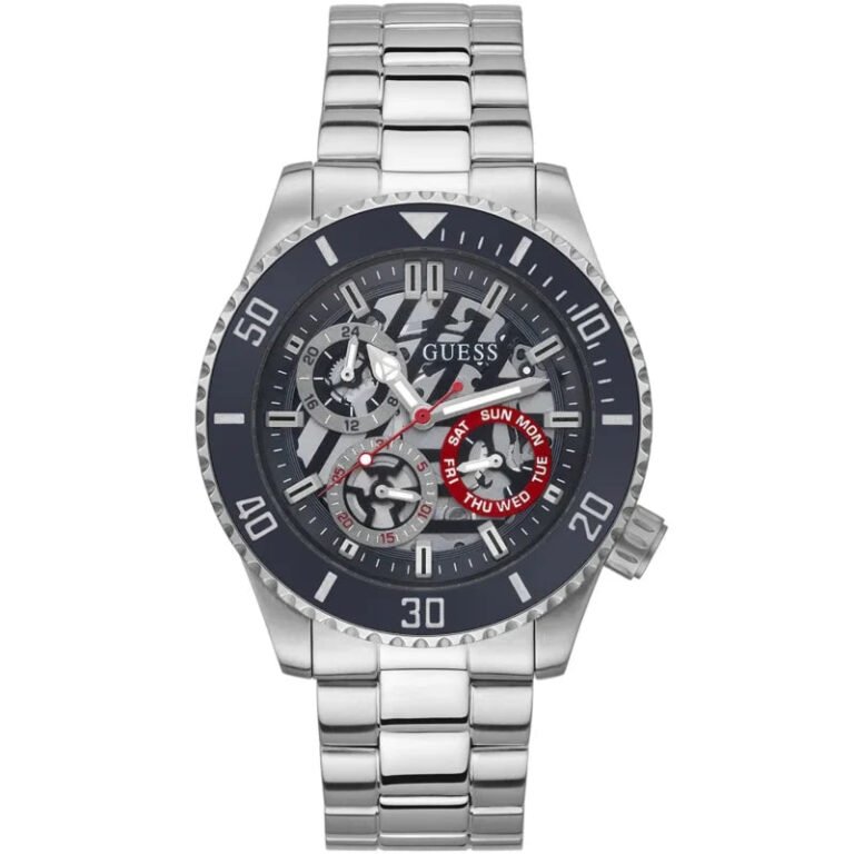 Guess Axle Multifunction Black Dial Silver Steel Strap Watch For Men - GW0488G1