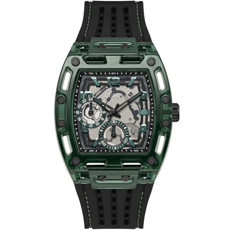 Guess Phoenix Analog Black Dial Black Silicone Strap Watch For Men- GW0499G7