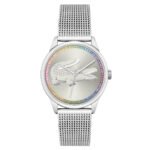 Lacoste 2001259 Women's Analogue Quartz Watch with Milanese Silver Stainless Steel Strap, Silver / White, Bracelet