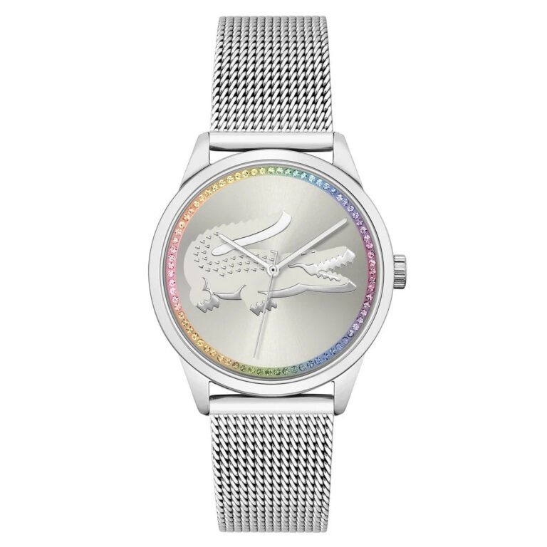 Lacoste 2001259 Women's Analogue Quartz Watch with Milanese Silver Stainless Steel Strap, Silver / White, Bracelet