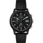 Lacoste 2010972 Silicone Chronograph Contrast Markers Round analog Watch for Men - Black
