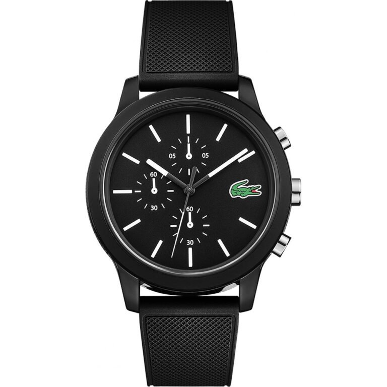 Lacoste 2010972 Silicone Chronograph Contrast Markers Round analog Watch for Men - Black