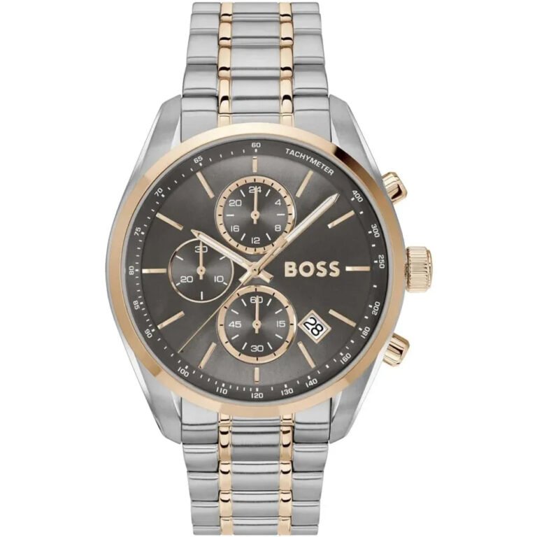 Hugo Boss Grand Prix Chronograph Grey Dial Two Tone Steel Strap Watch for Men - 1514252