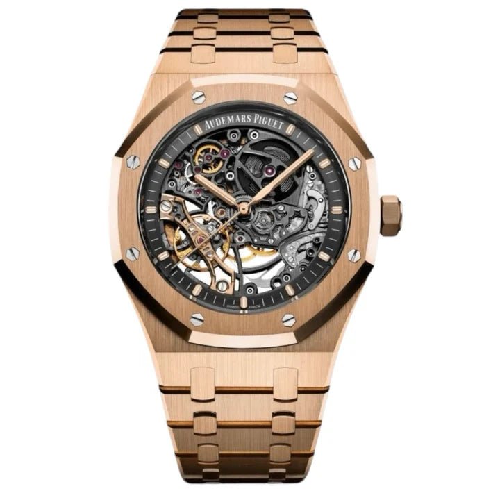 Audemars Piguet Mens Royal Oak Rose Gold Skeleton Dial 15407OR.OO.1220OR.01