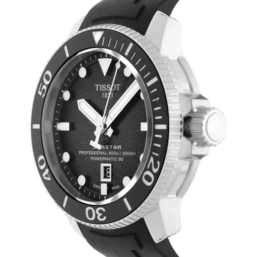 Tissot Seastar 2000 Professional Powermatic Black Dial Black Rubber Strap Watch for Men Automatic size 43 mm - Image 2