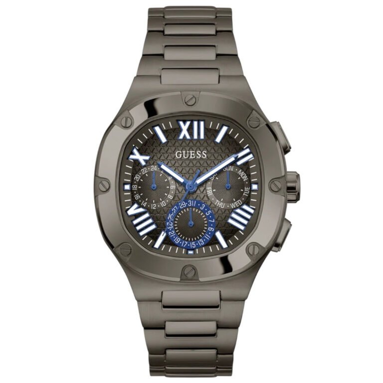 Guess Headliner Quartz Black Dial Grey Steel Strap Watch For Men - GW0572G5