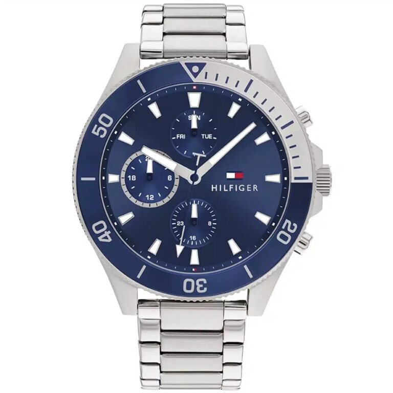 Tommy Hilfiger Men's watch Larson model size 45, blue dial, stainless steel, blue and silver