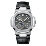 Patek Philippe Nautilus 5712G-001 Slate Gray Indices Moon Phase Black Matted Leather Straps