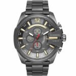 Diesel Mega Chief Chronograph Grey Dial Grey Steel Strap Watch For Men - DZ4421