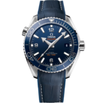 Omega Seamaster Planet Ocean 600M steel on leather strap with rubber lining Automatic size 43.5mm