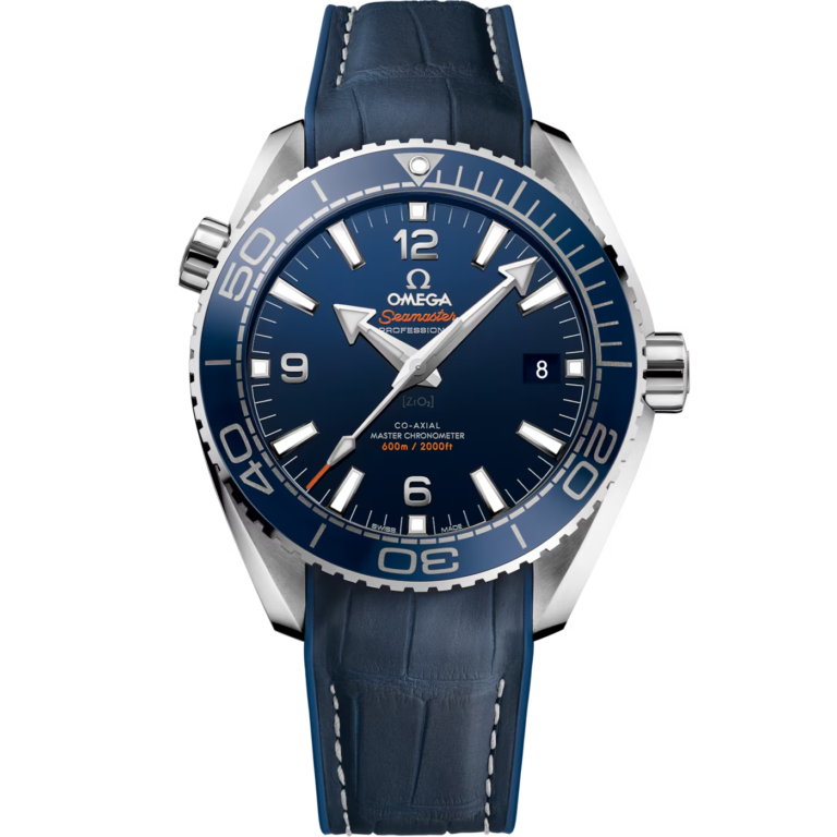 Omega Seamaster Planet Ocean 600M steel on leather strap with rubber lining Automatic size 43.5mm