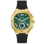 Men's watch from Guess brand from stainless steel with a black balloon silicone bracelet model GW0571G3