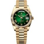 Rolex Day-Date Green Ombre Dial Yellow Gold For Men Automatic size 40mm