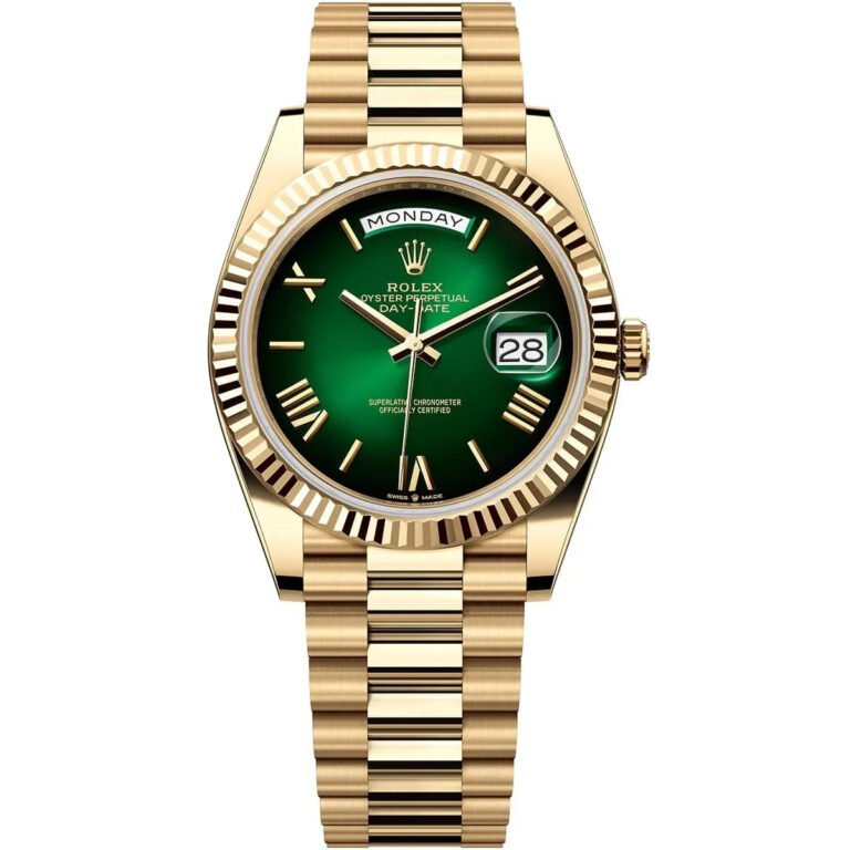 Rolex Day-Date Green Ombre Dial Yellow Gold For Men Automatic size 40mm