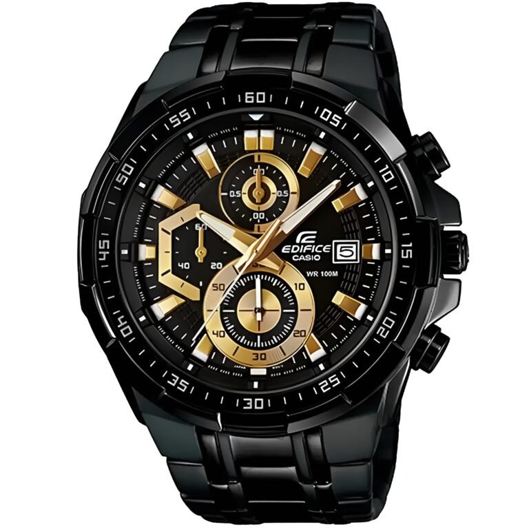 Casio Edifice Chronograph Watch for Men Black Dial with Silver Stainless steel Strap EFR-539BK-1AV