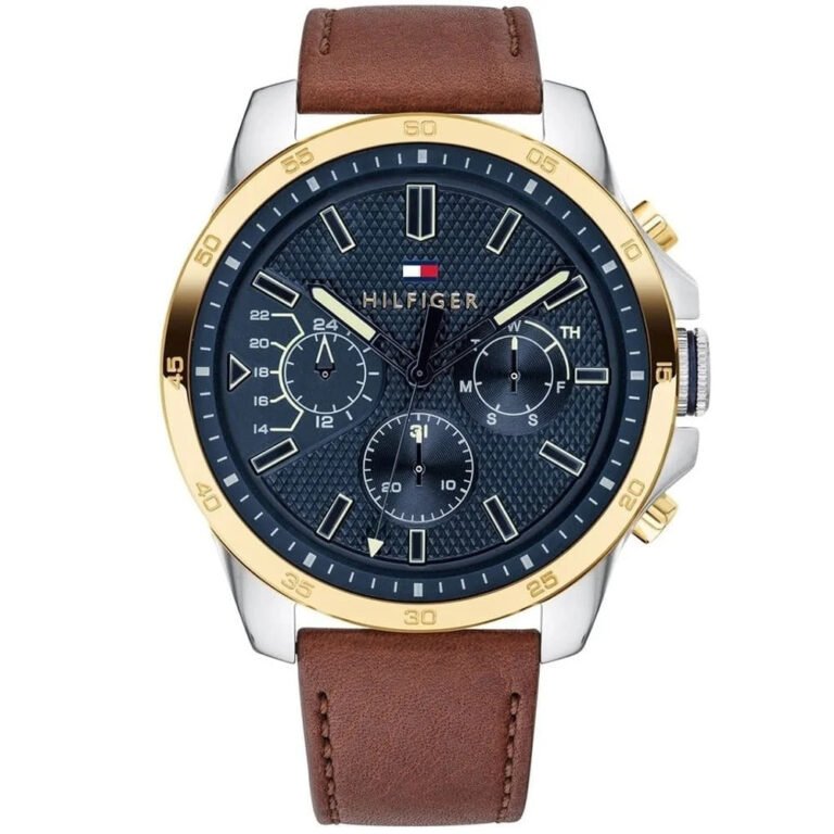 Tommy Hilfiger Decker Blue Dial Brown Leather Strap Watch for Men - 1791561