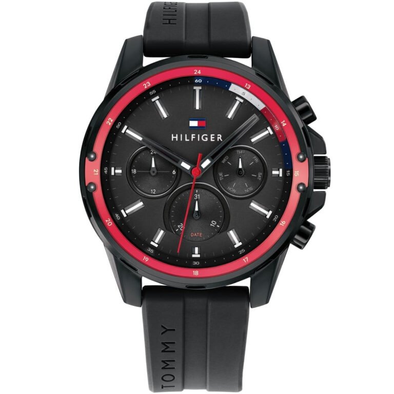 Tommy Hilfiger Mason Black Dial Black Rubber Strap Watch for Men - 1791793