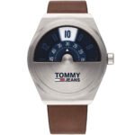 Tommy Hilfiger Monogram Pop Quartz Silver Dial Brown Leather Strap Watch For Men - 1791772