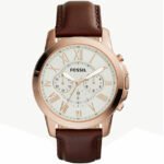 Fossil Grant FS4991 Chronograph White Dial Brown Leather Watch for Men