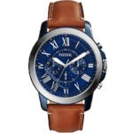 Fossil Grant FS5151 Chronograph Blue Dial Brown Leather Watch for Men