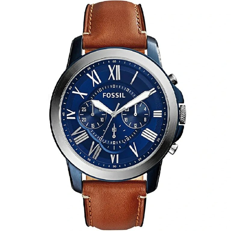 Fossil Grant FS5151 Chronograph Blue Dial Brown Leather Watch for Men