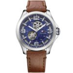 Tommy Hilfiger Bruce Analog Blue Dial Brown Leather Strap Watch for Men - 1791278