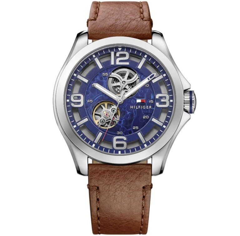 Tommy Hilfiger Bruce Analog Blue Dial Brown Leather Strap Watch for Men - 1791278