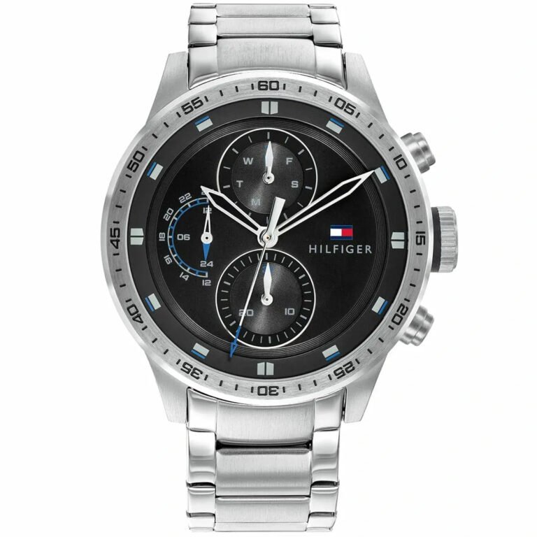 Tommy Hilfiger Trent Quartz Black Dial Silver Steel Strap Watch For Men - 1791805