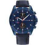 Tommy Hilfiger Parker Chronograph Quartz Blue Dial Blue Leather Strap Watch For Men - 1791839