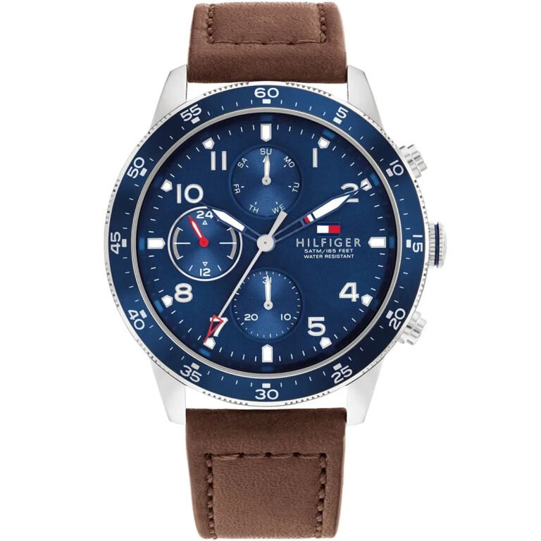 Tommy Hilfiger Jimmy Chronograph Quartz Blue Dial Brown Leather Strap Watch For Men - 1791946