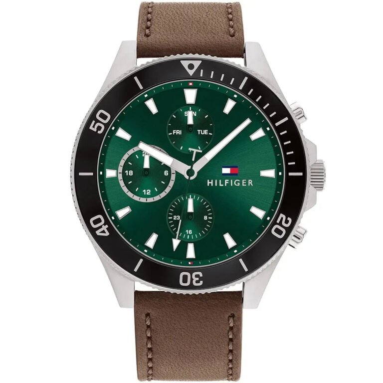 Tommy Hilfiger Larson 1791983 Men’s Green Dial Brown Leather Watch