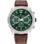 Tommy Hilfiger Lars Chronograph Green Dial Brown Leather Strap Watch For Men - 1792064