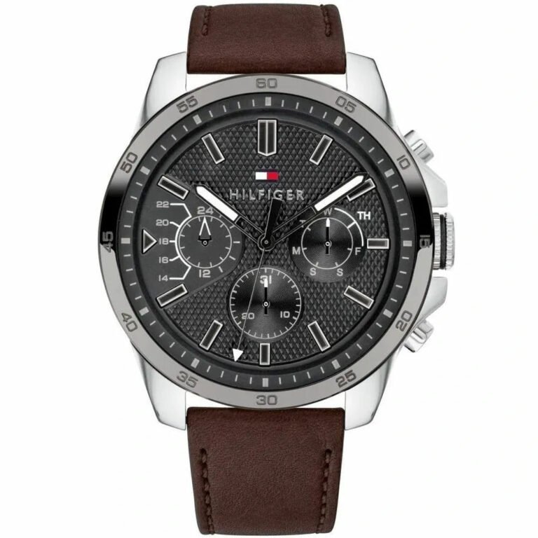 Tommy Hilfiger Decker Grey Dial Brown Leather Strap Watch for Men - 1791562