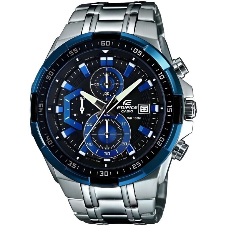 Casio Edifice Chronograph Watch for Men Black Dial with Silver Stainless steel Strap EFR-539D-1A2VUEF