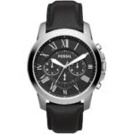 Fossil Grant Chronograph Black Dial Black Leather Strap Watch for Men – FS4812