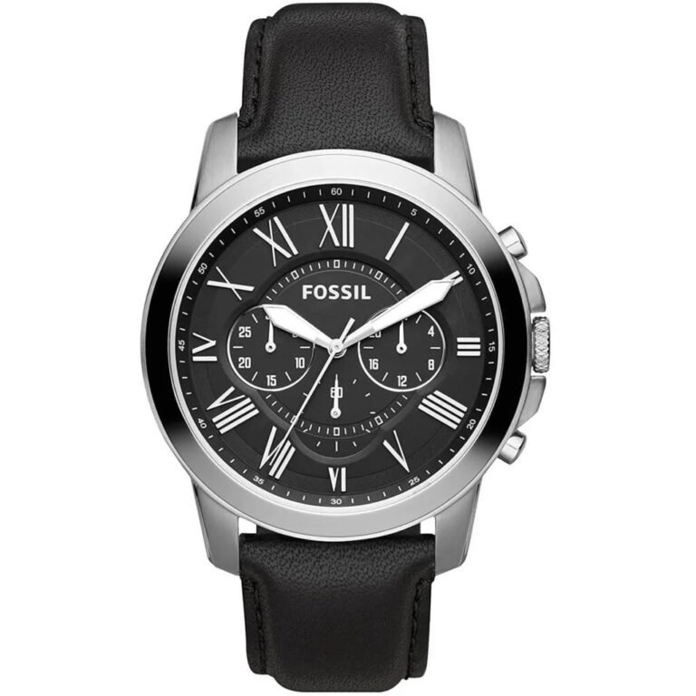 Fossil Grant Chronograph Black Dial Black Leather Strap Watch for Men – FS4812