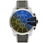 Diesel Mega Chief Chronograph Black Dial Grey Nylon Strap Watch For Men - DZ4523