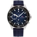 Tommy Hilfiger Larson Chronograph Blue Dial Blue Rubber Strap Watch For Men - 1791920