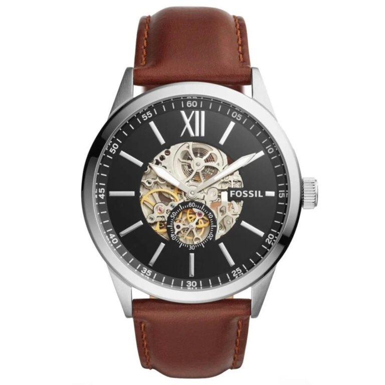 Fossil Flynn Automatic Black Dial Brown Leather Strap Watch for Men - BQ2270