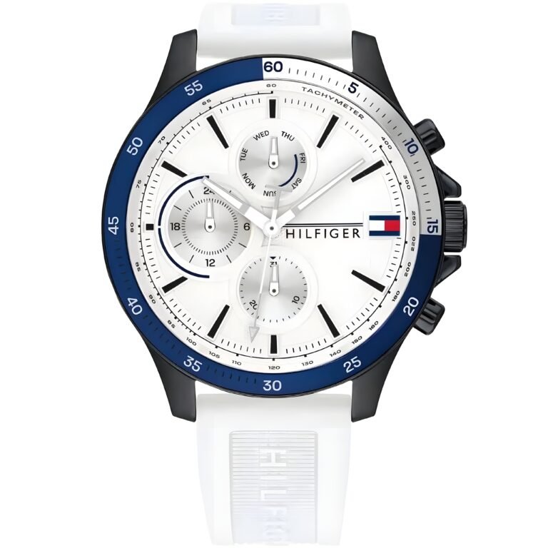 Tommy Hilfiger Men's Watch with Rubber Strap - Quartz Movement - Size 45 - White Balloon